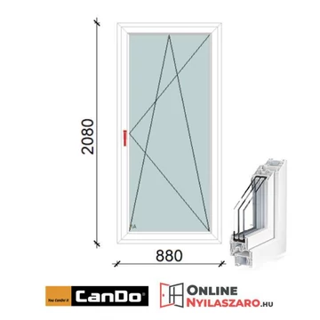 90x210 Cm Bukó-Nyíló Cando műanyag erkélyajtó 2 rétegű üveggel