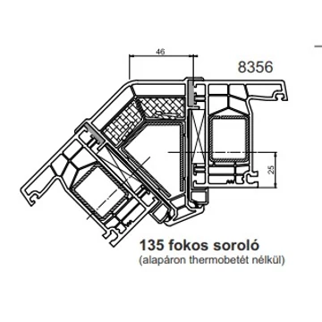 135 fokos soroló, 76 mm-es Kömmerling ablak ajtó profilhoz