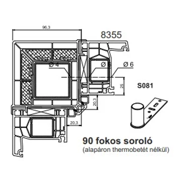 90 fokos soroló, 76 mm-es Kömmerling ablak ajtó profilhoz