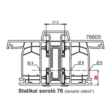 Statikai soroló, 76 mm-es Kömmerling ablak ajtó profilhoz