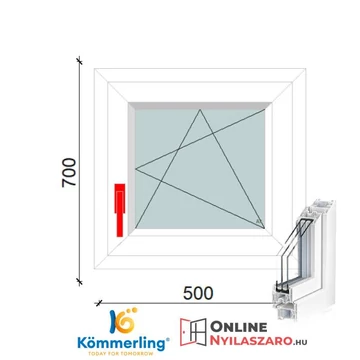 50x70 Cm Bukó-Nyíló műanyag ablak 3 rétegű üveggel
