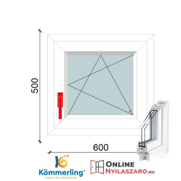 60x50 Cm Bukó-Nyíló műanyag ablak 2 rétegű üveggel