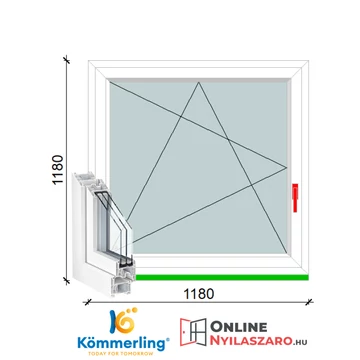 120x120 Cm Bukó-Nyíló műanyag ablak 2 rétegű üveggel