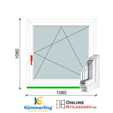 110x110 Cm Bukó-Nyíló műanyag ablak 3 rétegű üveggel