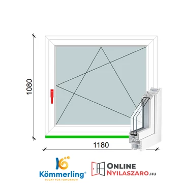 120x110 Cm Bukó-Nyíló műanyag ablak 3 rétegű üveggel