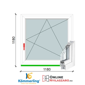 120x120 Cm Bukó-Nyíló műanyag ablak 2 rétegű üveggel