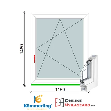 120x150 Cm Bukó-Nyíló műanyag ablak 2 rétegű üveggel