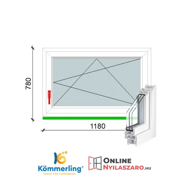 120x80 Cm Bukó-Nyíló műanyag ablak 2 rétegű üveggel