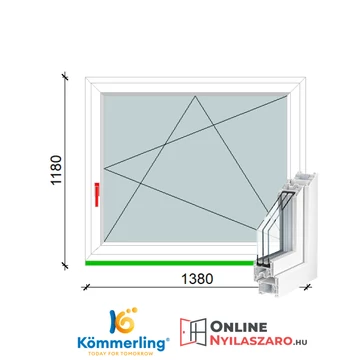 140x120 Cm Bukó-Nyíló műanyag ablak 3 rétegű üveggel