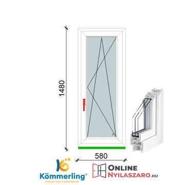 60x150 Cm Bukó-Nyíló műanyag ablak 3 rétegű üveggel