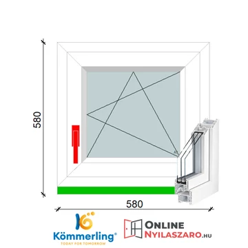 60x60 Cm Bukó-Nyíló műanyag ablak 2 rétegű üveggel