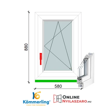 60x90 Cm Bukó-Nyíló műanyag ablak 3 rétegű üveggel