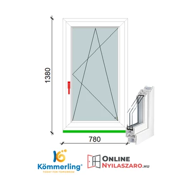 80x140 Cm Bukó-Nyíló műanyag ablak 3 rétegű üveggel