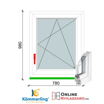 80x100 Cm Bukó-Nyíló műanyag ablak 2 rétegű üveggel