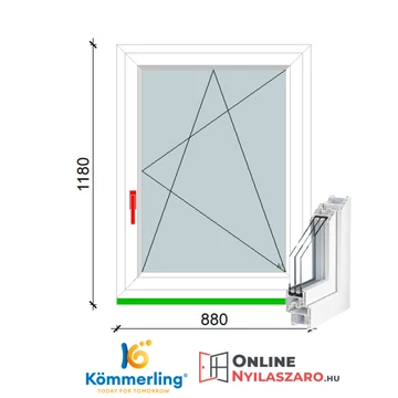 90x120 Cm Bukó-Nyíló műanyag ablak 2 rétegű üveggel