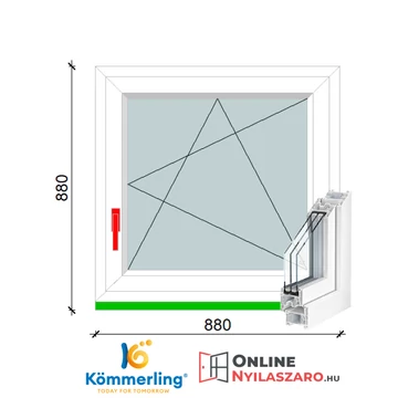 90x90 Cm Bukó-Nyíló műanyag ablak 2 rétegű üveggel
