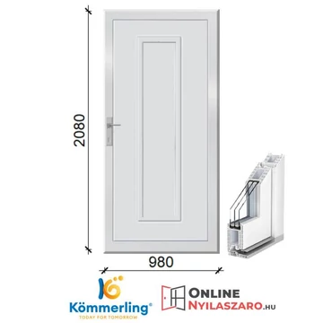 98x208 Cm Quenn Műanyag Bejárati ajtó Tömör 48mm extra vastag ajtóbetéttel