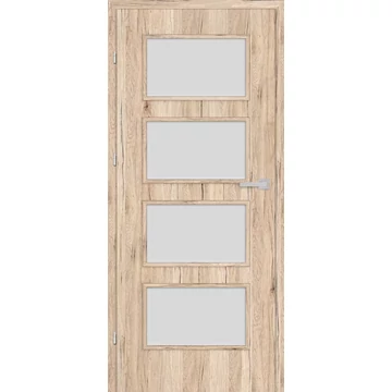 Beltéri ajtó csomós tölgy 90x210cm Merano üveges (ajtólap tokkal)