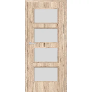 Beltéri ajtó csomós tölgy 90x210cm Merano üveges (ajtólap tokkal)