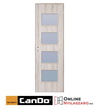 Beltéri ajtó havas tölgy 90x210cm Merano üveges (ajtólap tokkal)