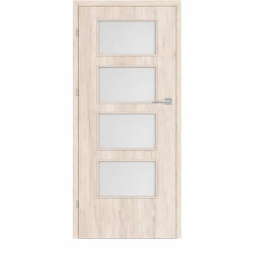Beltéri ajtó havas tölgy 90x210cm Merano üveges (ajtólap tokkal)