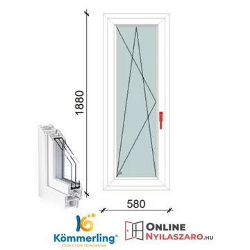 60x190 Cm Bukó-Nyíló műanyag erkélyajtó 3 rétegű üveggel