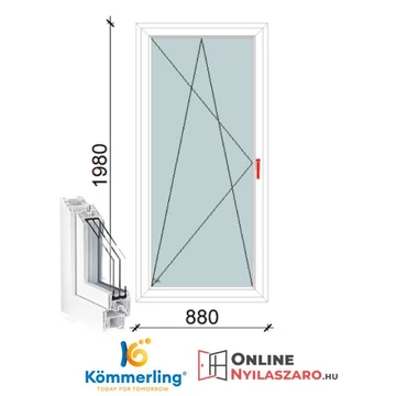 90x200 Cm Bukó-Nyíló műanyag erkélyajtó 2 rétegű üveggel