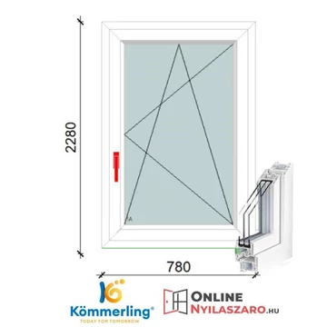 80x230 Cm Bukó-Nyíló műanyag erkélyajtó 2 rétegű üveggel