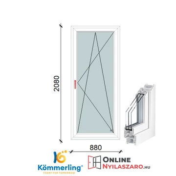 90x210 Cm Bukó-Nyíló műanyag erkélyajtó 2 rétegű üveggel