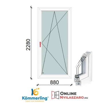 90x230 Cm Bukó-Nyíló műanyag erkélyajtó 2 rétegű üveggel