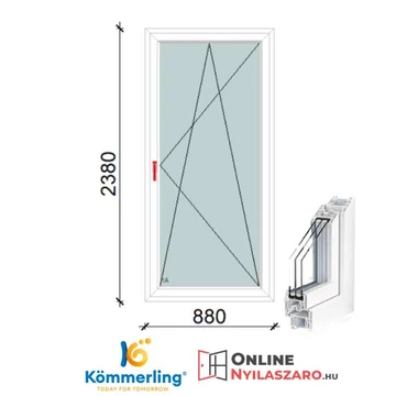 90x240 Cm Bukó-Nyíló műanyag erkélyajtó 2 rétegű üveggel