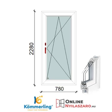 80x230 Cm Átmenőkilincses Bukó-Nyíló műanyag erkélyajtó 2 rétegű üveggel