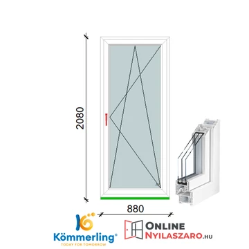 90x210 Cm Bukó-Nyíló műanyag erkélyajtó 2 rétegű üveggel