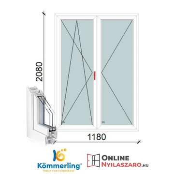 120x210 Cm Váltószárnyas Bukó-Nyíló+Nyíló műanyag erkélyajtó 3 rétegű üveggel