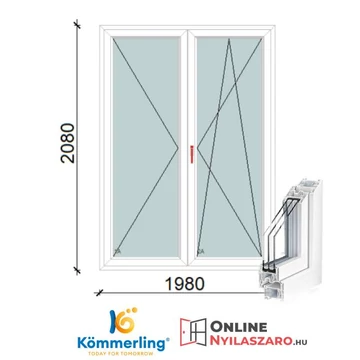 200x210 Cm Váltószárnyas Bukó-Nyíló+Nyíló műanyag erkélyajtó 2 rétegű üveggel