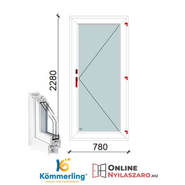 80x230 Cm Átmenőkilincses Kifelé Nyíló műanyag erkélyajtó 3 rétegű üveggel