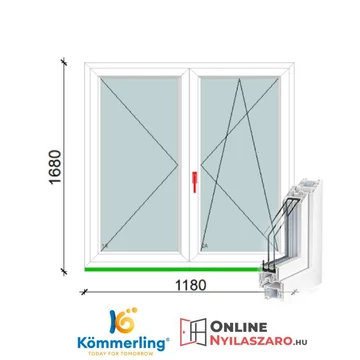 120x170 Cm Középen Felnyíló Bukó-Nyíló műanyag ablak 2 rétegű üveggel