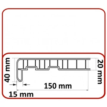 Műanyag párkány kültéri-beltéri használatra 150mm
