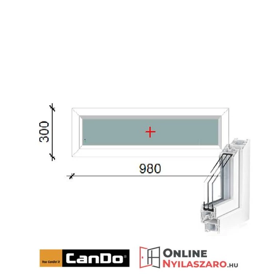 98x30 Cm Fix felülvilágító Cando műanyag ablak átlátszó 2 rétegű üvegezéssel