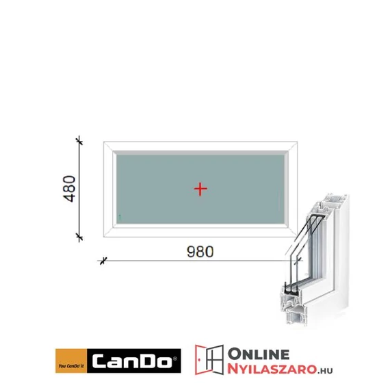 98x48 Cm Fix felülvilágító Cando műanyag ablak átlátszó 2 rétegű üvegezéssel