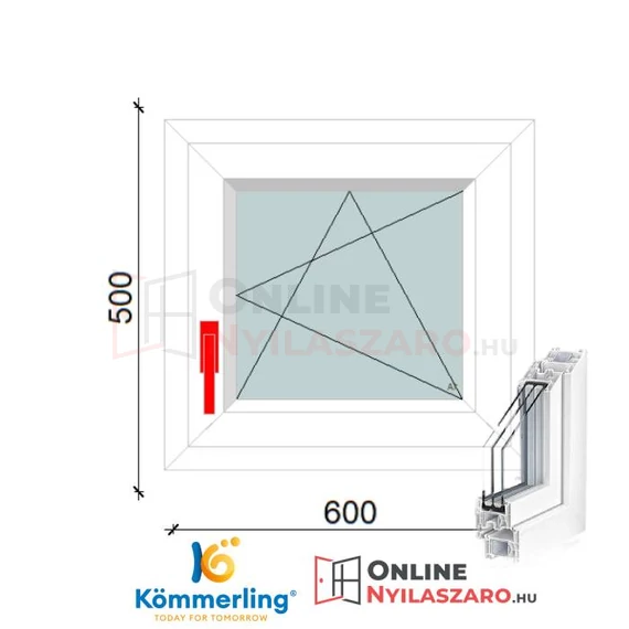 60x50 Cm Bukó-Nyíló műanyag ablak 2 rétegű üveggel