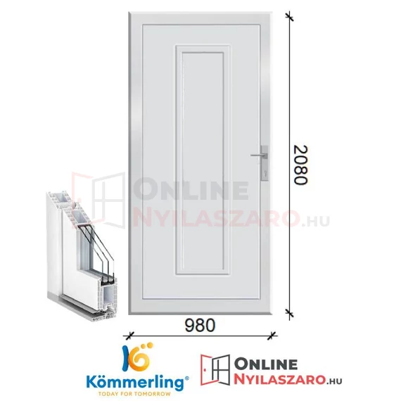 98x208 Cm Quenn Műanyag Bejárati ajtó Tömör 48mm extra vastag ajtóbetéttel