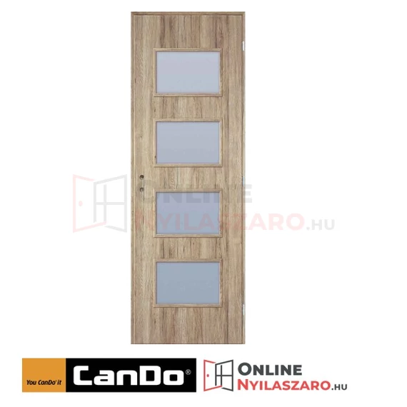 Beltéri ajtó csomós tölgy 90x210cm Merano üveges (ajtólap tokkal)