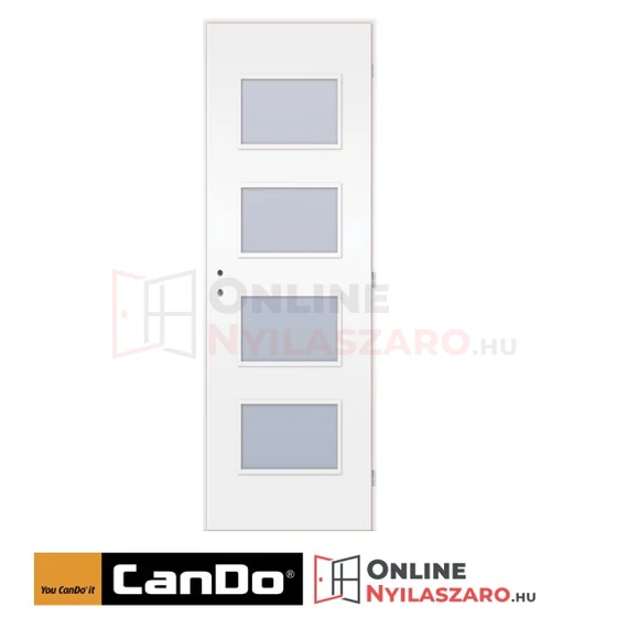 Beltéri ajtó fehér 90x210cm Merano üveges (ajtólap tokkal)