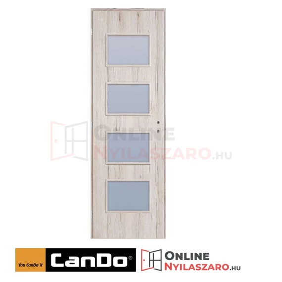 Beltéri ajtó havas tölgy 90x210cm Merano üveges (ajtólap tokkal)