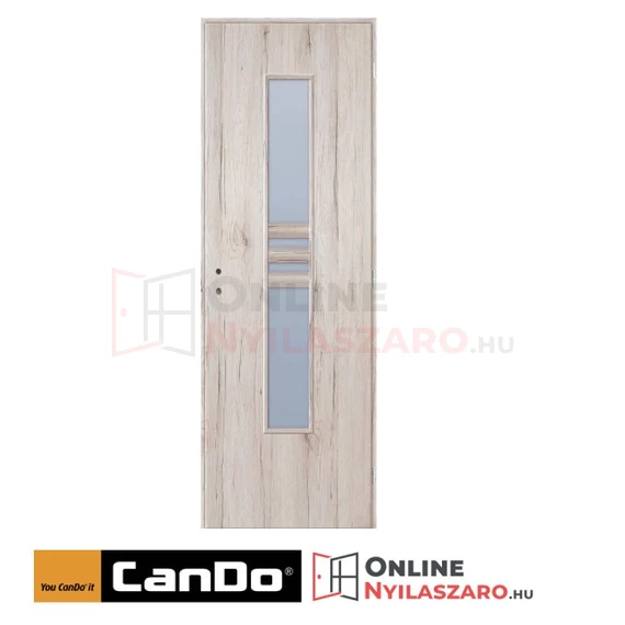 Beltéri ajtó havas tölgy 90x210cm Nida2 üveges (ajtólap tokkal)