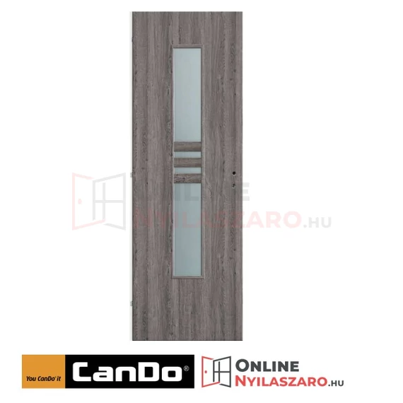 Beltéri ajtó szürke tölgy 90x210cm Nida2 üveges (ajtólap tokkal)