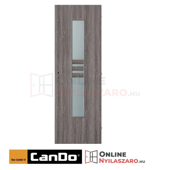 Beltéri ajtó szürke tölgy 90x210cm Nida2 üveges (ajtólap tokkal)
