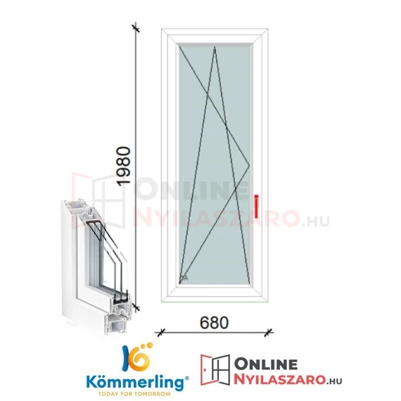 70x200 Cm Bukó-Nyíló műanyag erkélyajtó 2 rétegű üveggel