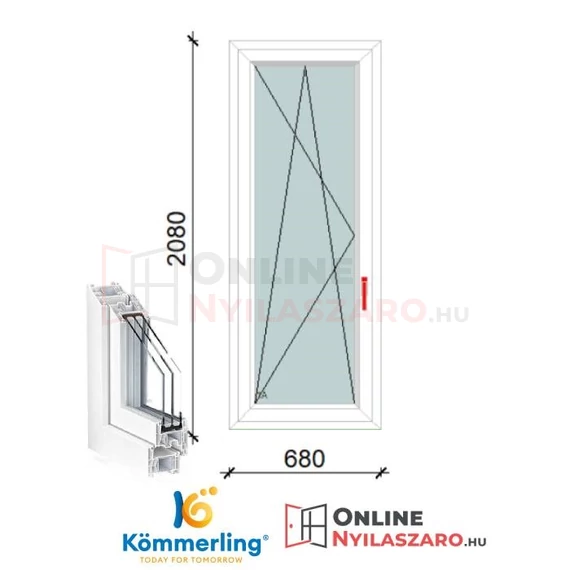 70x210 Cm Bukó-Nyíló műanyag erkélyajtó 2 rétegű üveggel